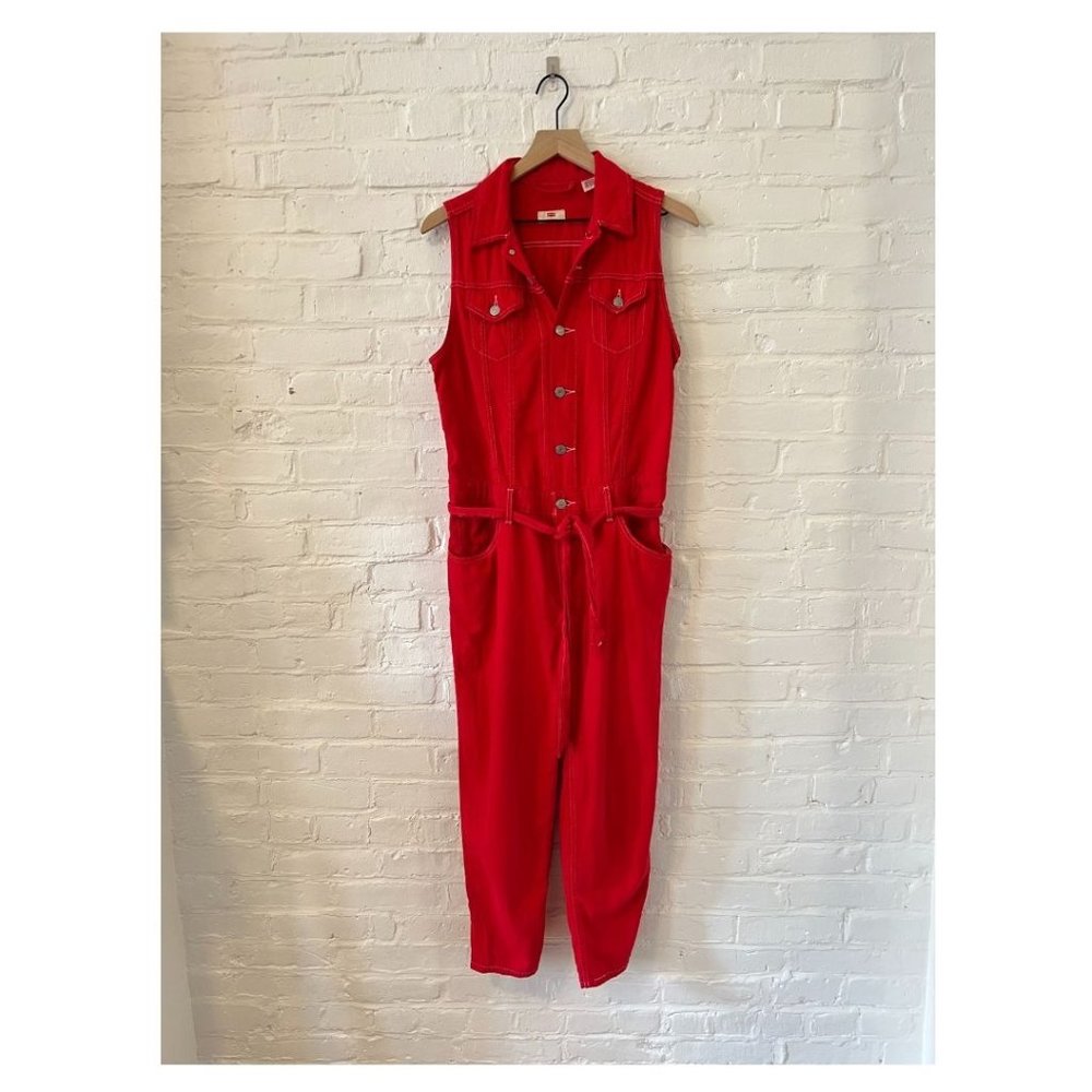 Levi's Cropped Taper Jumpsuit - Red (Size M)